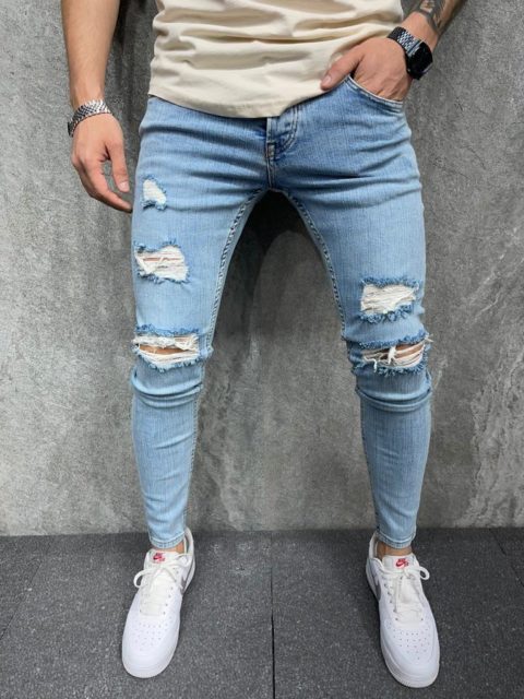 Jean Super Skinny Homme Jean Skinny Bleu Mode Urbaine