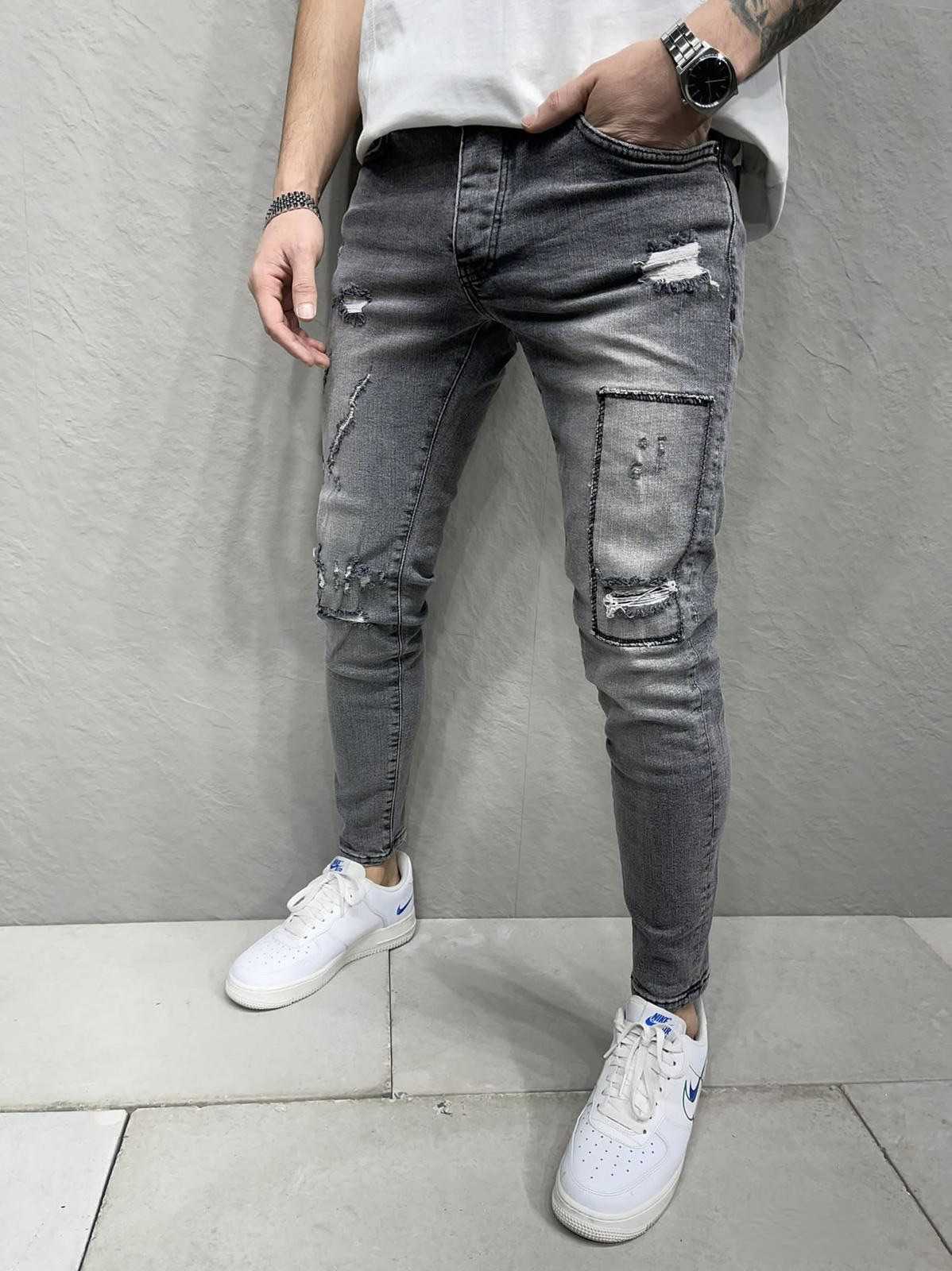 Jeans Jeans skinny noir style d\u00e9contract\u00e9 Mode skinny 