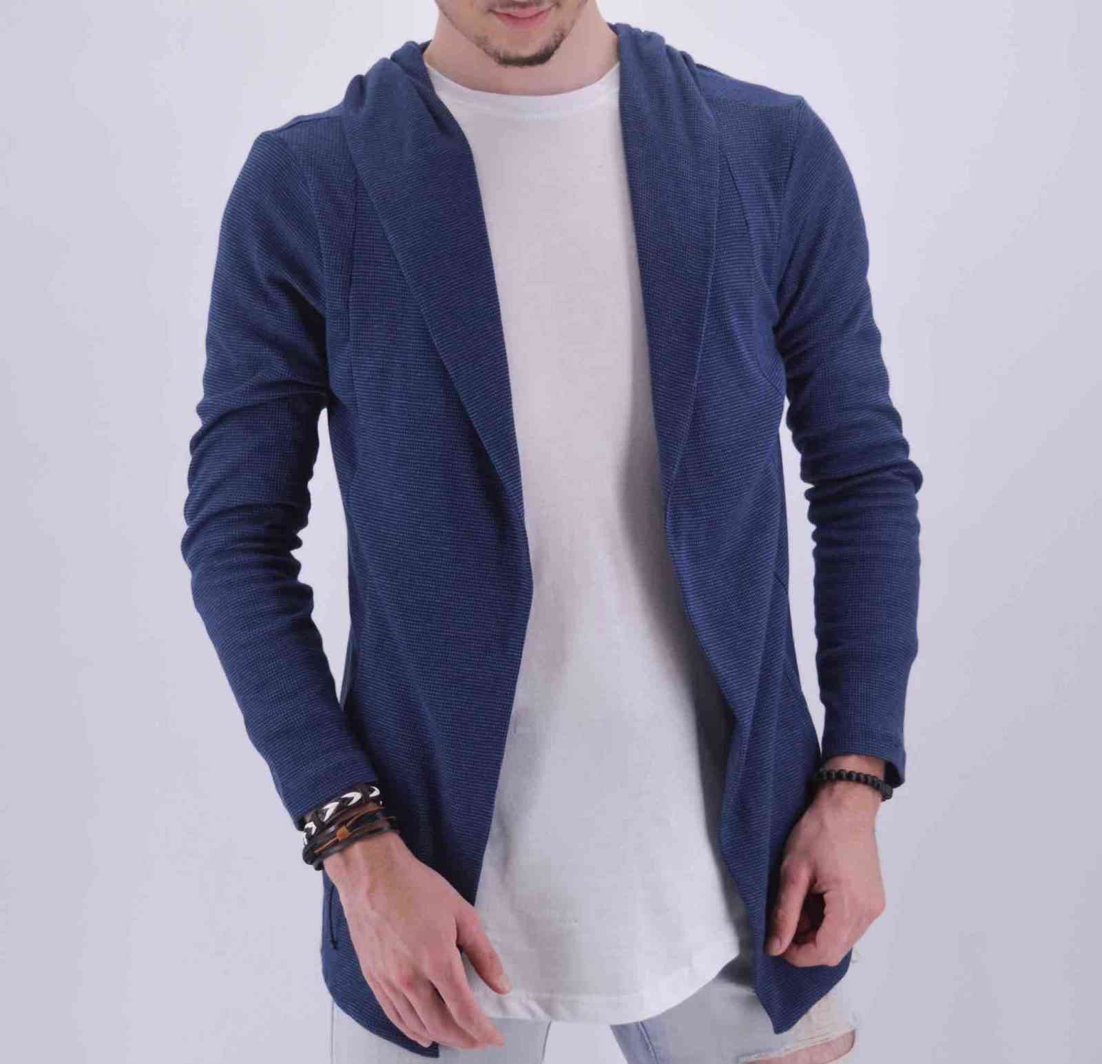 Gilet cape à capuche Bleu Oversize Homme | Mode Urbaine