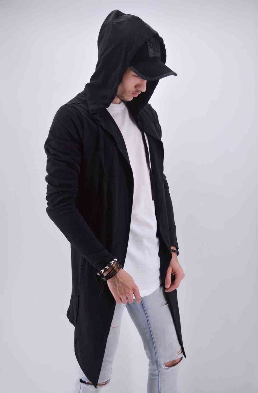 Gilet cape à capuche Noir Oversize Homme | Mode Urbaine