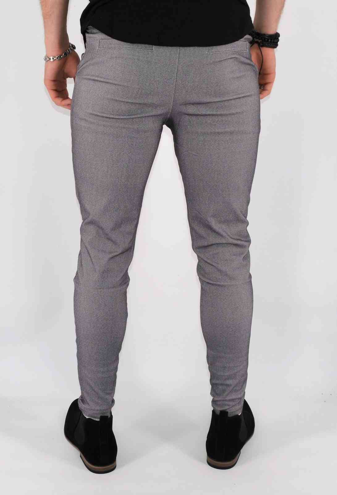 Mentex - Pantalon chino slim gris confortable homme fashio