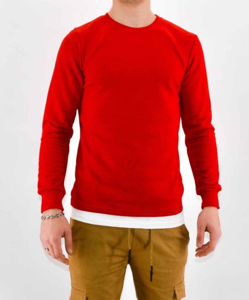 PULL HOMME - SWEAT ROUGE HOMME