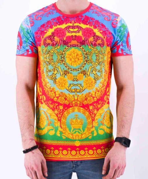 T shirt multicolore style baroque - Mode urbaine