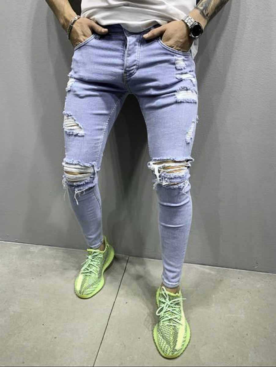 Jeans slim destroy bleu homme - Mode urbaine