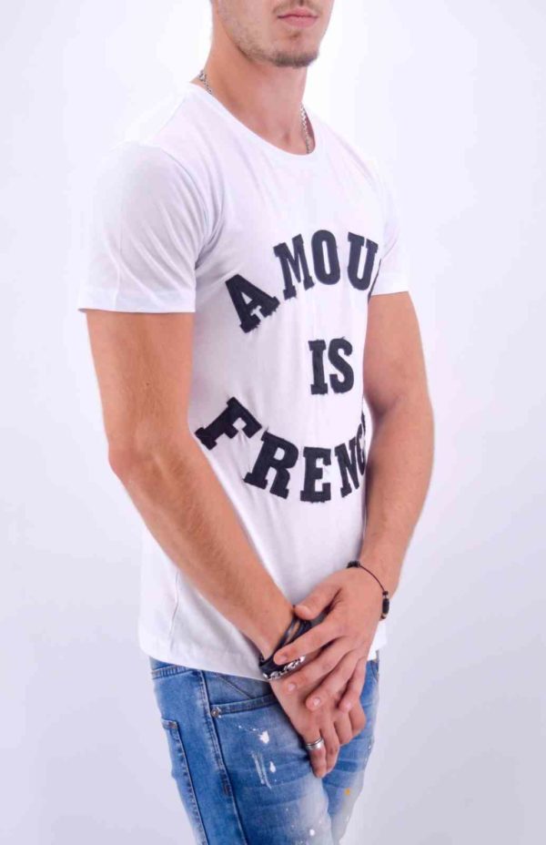 TEE-SHIRT "AMOUR IS FRENCH" BLANC HOMME - Mode Urbaine AD-18 B-N