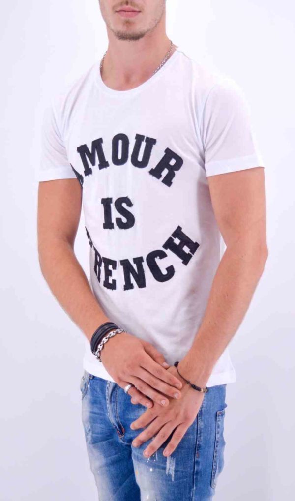 TEE-SHIRT "AMOUR IS FRENCH" BLANC HOMME - Mode Urbaine AD-18 B-N