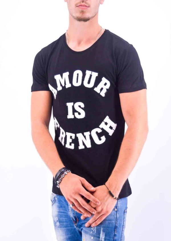 TEE-SHIRT "AMOUR IS FRENCH" NOIR HOMME - Mode Urbaine