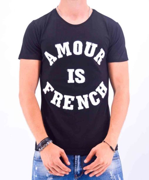 T SHIRT AMOUR IS FRENCH NOIR HOMME - Mode Urbaine