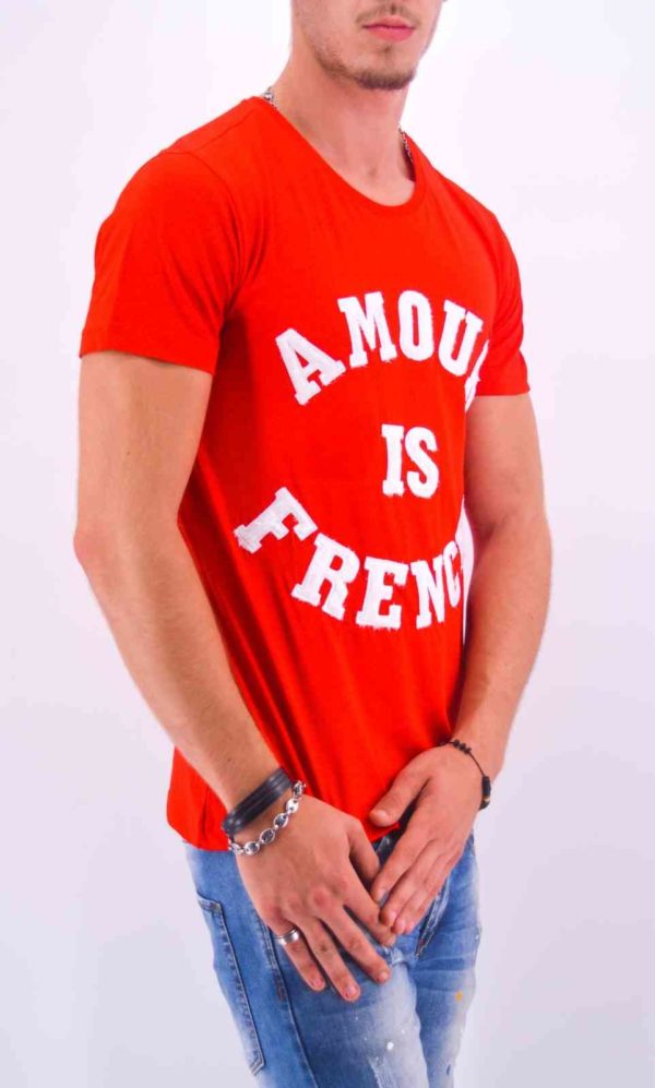TEE-SHIRT "AMOUR IS FRENCH" ROUGE HOMME - Mode Urbaine AD-18 R