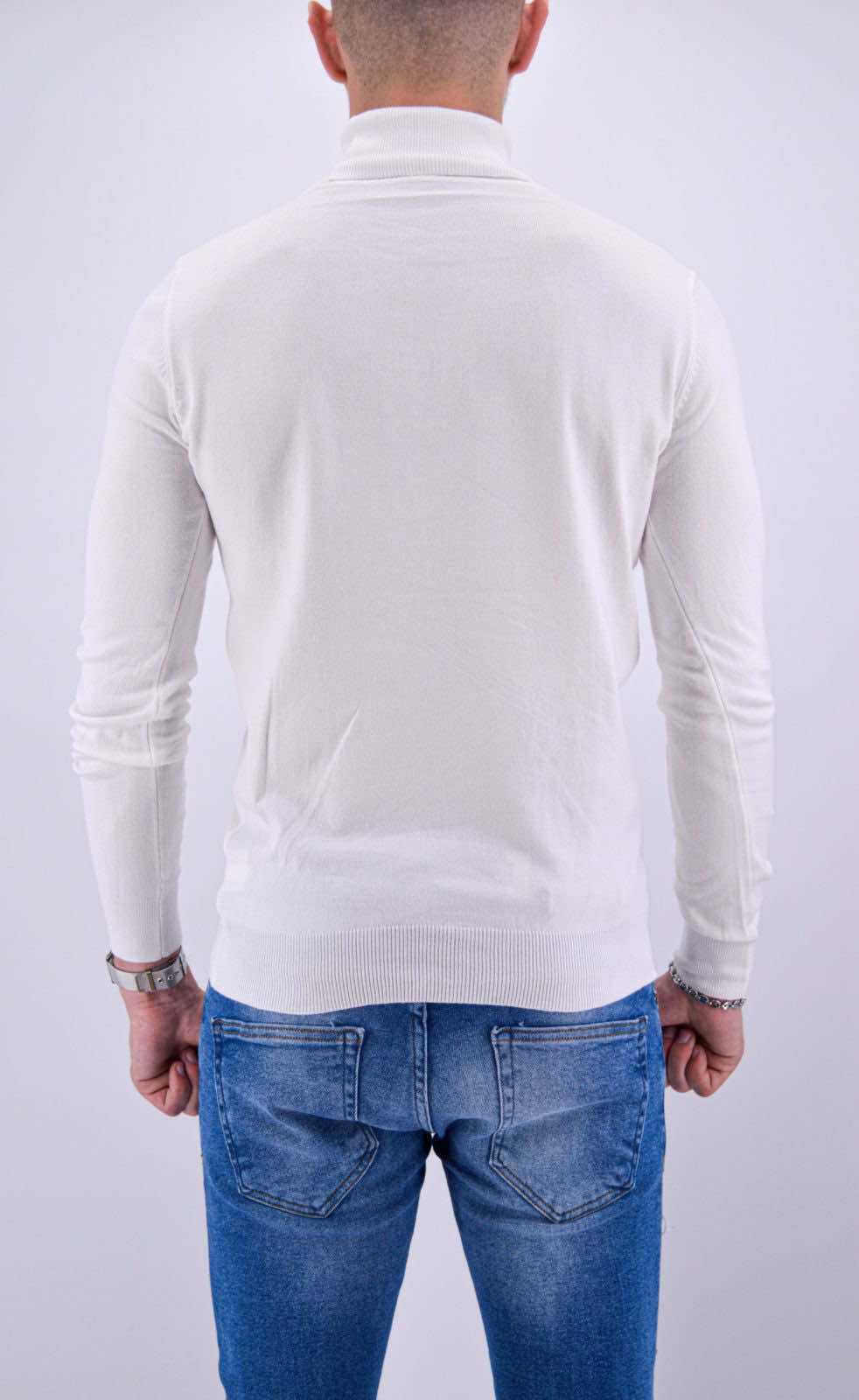 Pull Col Roulé Homme Blanc