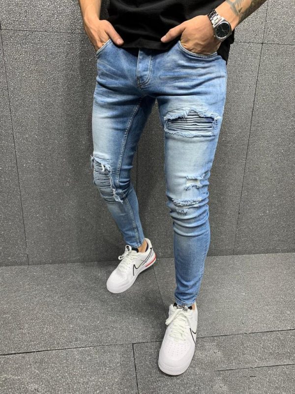 Jeans skinny bleu destroy homme - Mode Urbaine
