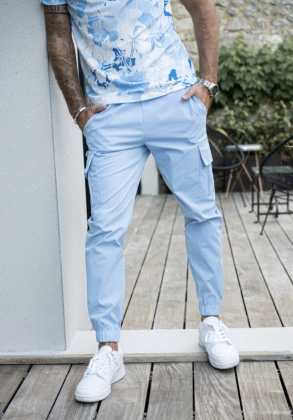 Pantalon cargo homme - Pantalon cargo bleu ciel - Mode urbaine