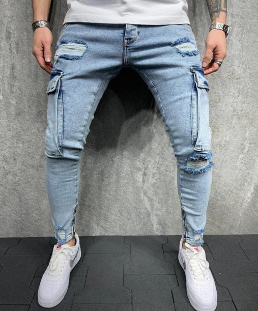 Jeans skinny destroy bleu homme - Mode urbaine B6009