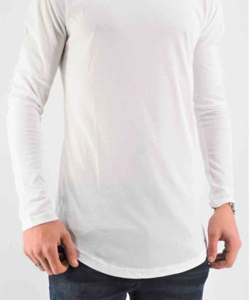 T-shirt manches longues blanc oversize masculin