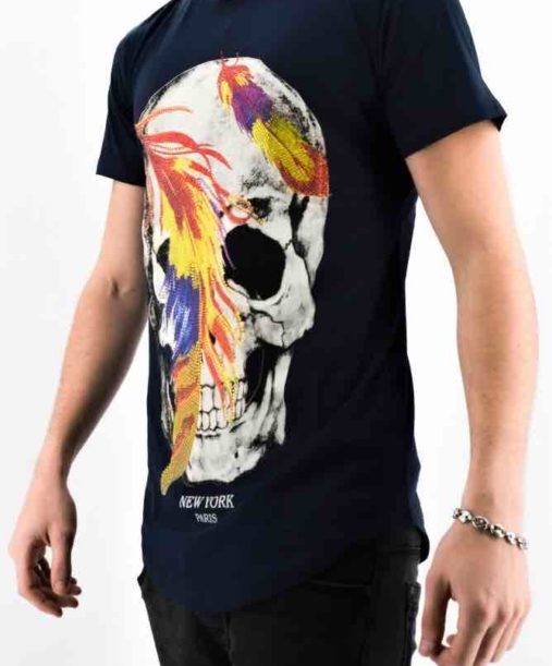 T shirt strass tête de mort - Mode urbaine