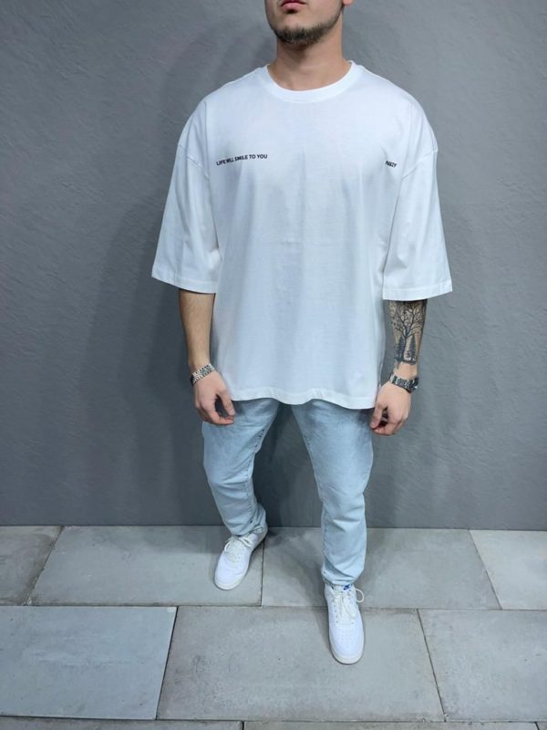 T shirt large homme - tshirt loose fit - Mode urbaine FT6127 blanc