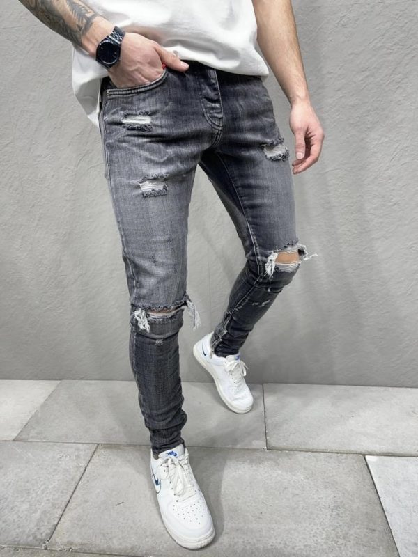jeans déchiré homme noir - Mode urbaine - 5788-R6