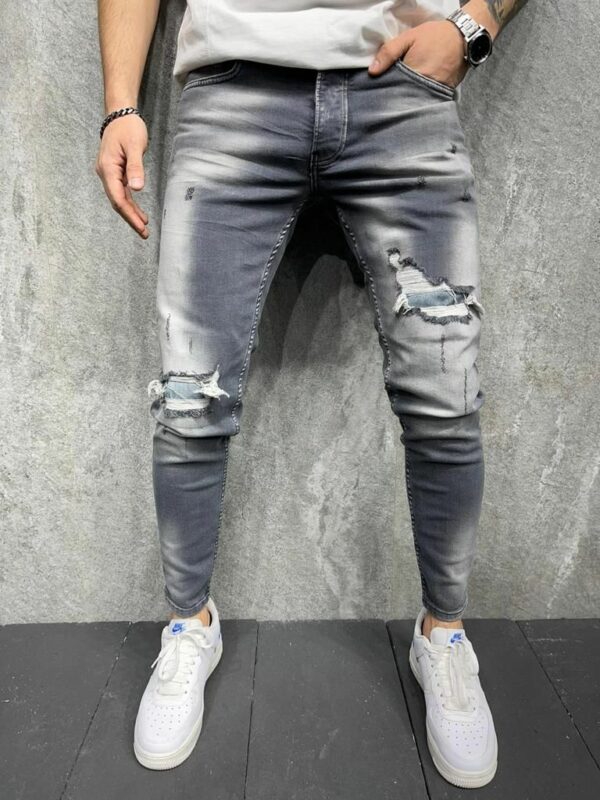 jeans déchiré délavé homme - Mode urbaine b6727-1