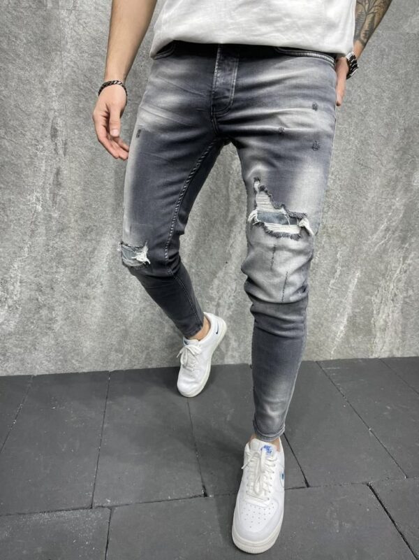 jeans déchiré délavé homme - Mode urbaine b6727-1